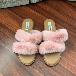 Pink sandals.